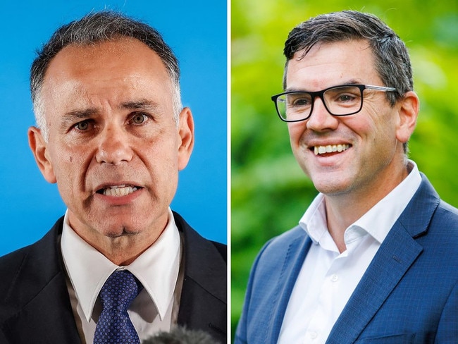 Victorian Liberal leader John Pesutto and Brad Battin, who is on the brink of locking in a deal to give him majority support in the partyroom