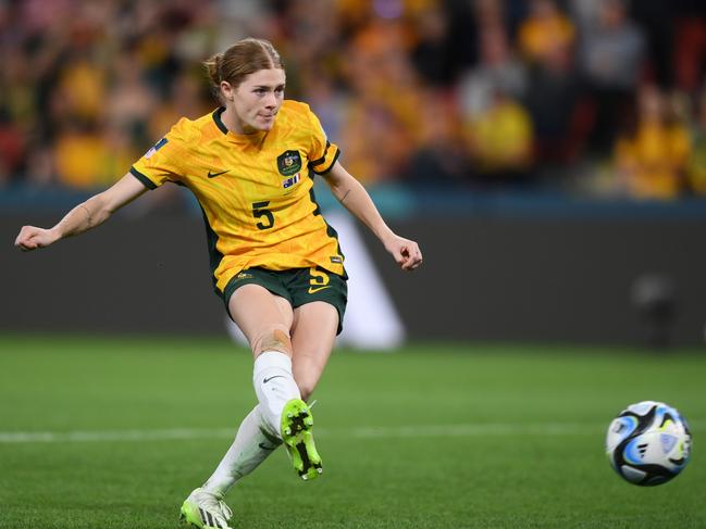 Cortnee Vine buries the decisive penalty. Picture: Justin Setterfield/Getty Images.