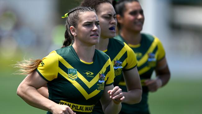 Jakiya Whitfeld playing for the Prime Minister's XIII. Picture: NRL Imagery