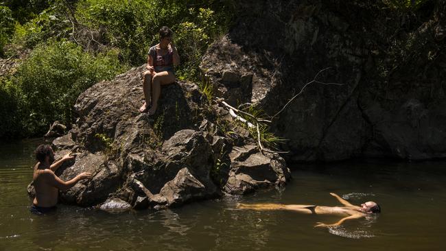 A waterhole on the property, which is being nursed back to health. Picture: Andrew Quilty