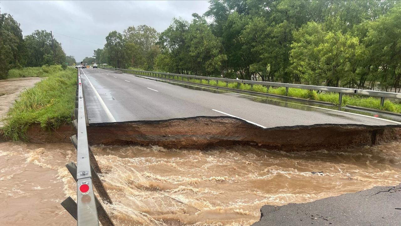 The Bruce Hwy has been completely cut in half at Ollera Ck, between Mutarnee and Balgal Beach