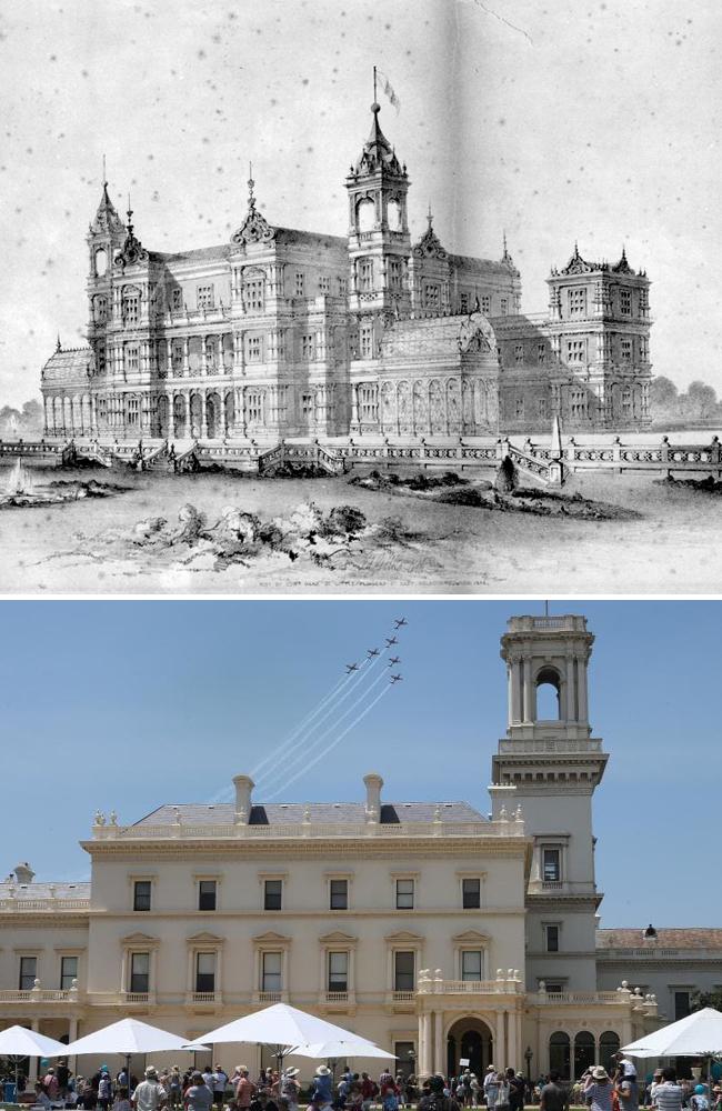 An alternative design for Government House and, below, how it looks now.