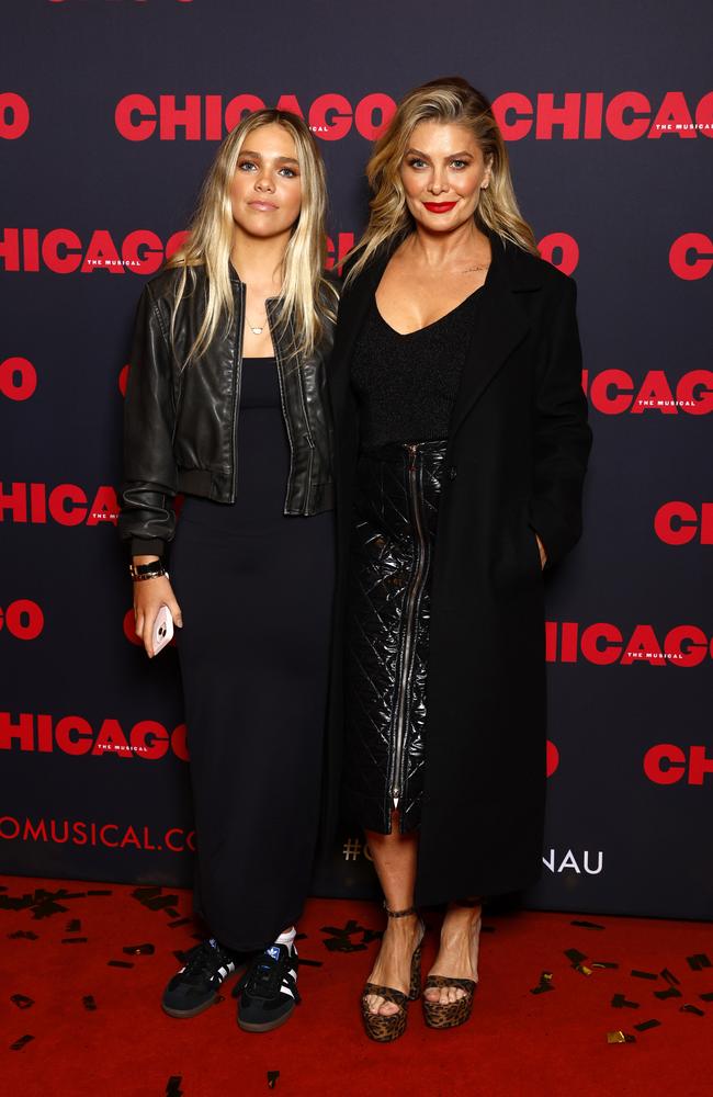 Natalie Bassingthwaighte and daughter Harper at the opening night of Chicago at Sydney’s Capitol Theatre on June 13. Picture: Jonathan Ng