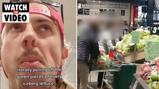 Shoppers tear leaves off lettuce in viral video