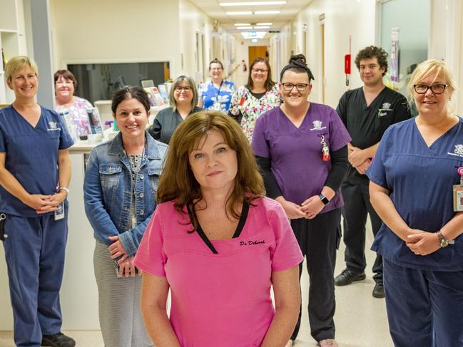 Dr Deborah Simmons (front) with Moranbah Hospital nursing staff. Picture: Daryl Wright