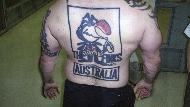 Shane Scott Bowden’s Finks back tattoo.