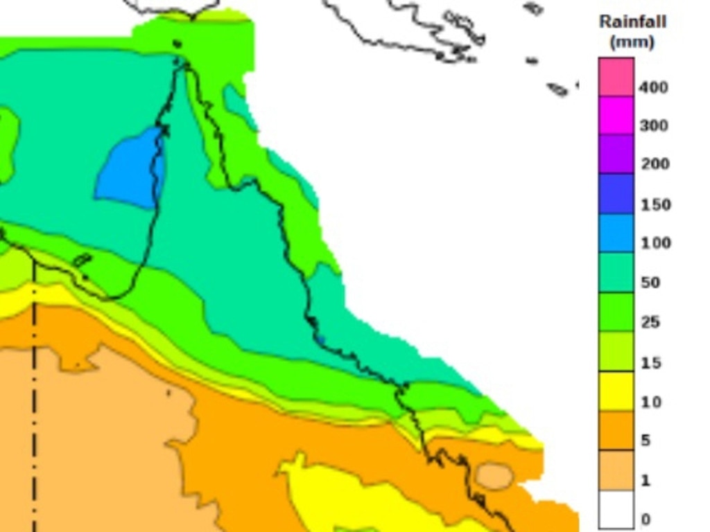 Four day rainfall forecast for Queensland from Tuesday. Picture: BOM.