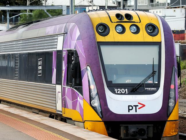 MELBOURNE, AUSTRALIA - NewsWire Photos AUGUST 20, 2020 : V/Line trains in Melbourne. A V/Line train passes through Footscray Railway Station.Picture : NCA NewsWire / Ian Currie