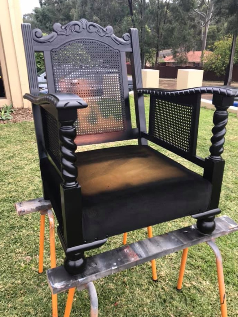 She coated the chairs twice, without sanding. Picture: Facebook/BunningsMumsAustralia