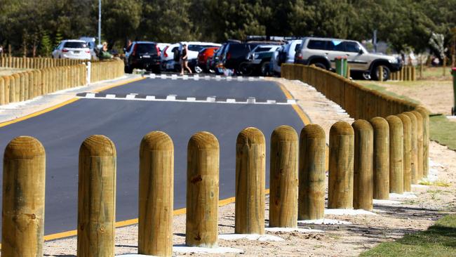 Aome of the new bollards in place at The Spit. Photo: David Clark