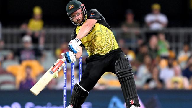 Aaron Finch found form against Ireland on Monday but picked up a hamstring injury Picture: Getty Images