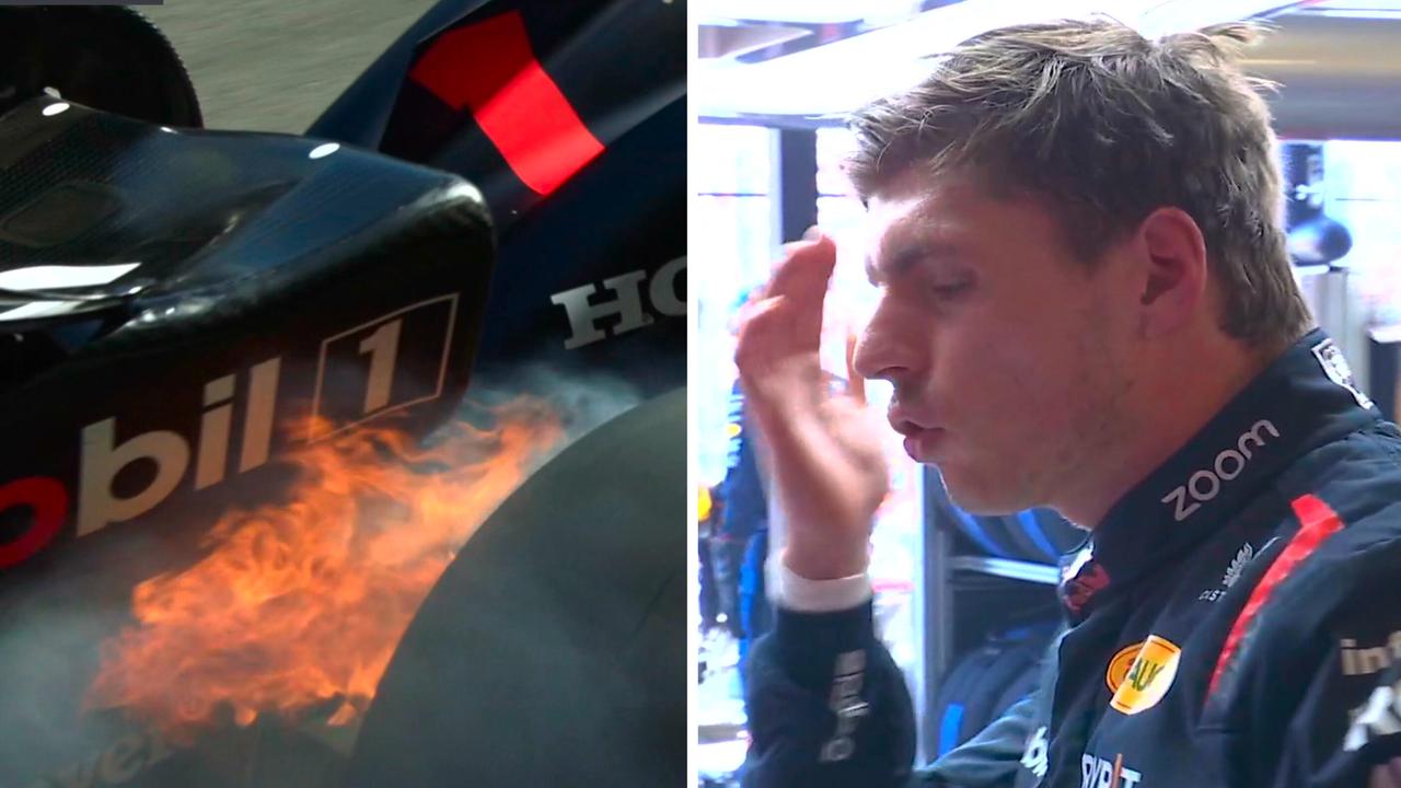 Max Verstappen's brakes caught fire.