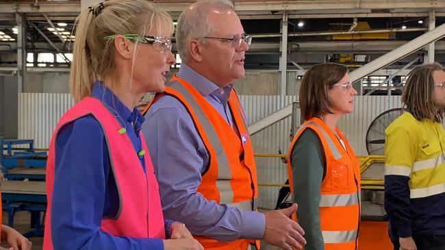 Prime Minister Scott Morrison joins LNP leader Deb Frecklington on the Gold Coast. Picture: Emily Halloran.