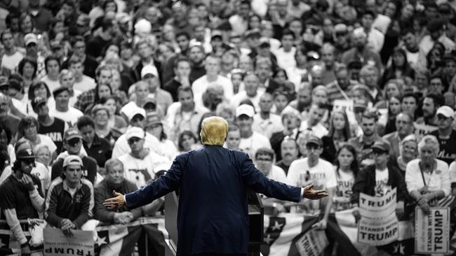 Donald Trump before a crowd of adoring supporters. Pic: AP