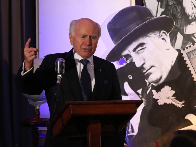 Former PM John Howard addresses the 75th anniversary dinner in Canberra of the Sir Robert Menzies Forgotten Peoples Speech of 1942. . Picture: Ray Strange.