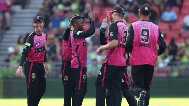 Akeal Hosein starred on debut for the Sixers in last week’s Sydney Smash. Picture: Cameron Spencer/Getty Images