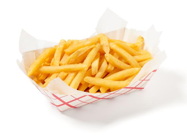 Fries isolated on a white background, larger files include clipping path. Exported at 16 bit, color corrected and retouched for maximum image quality.