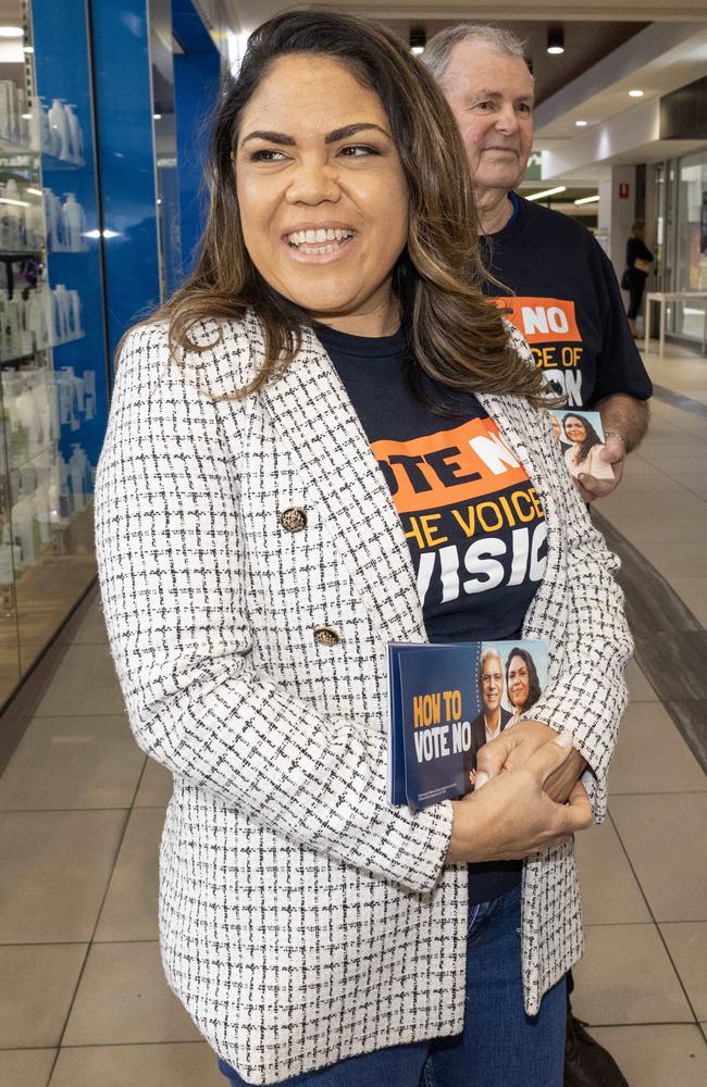 Senator Jacinta Price campaigning for the No vote at the Marden Shopping centre. Picture Kelly Barnes