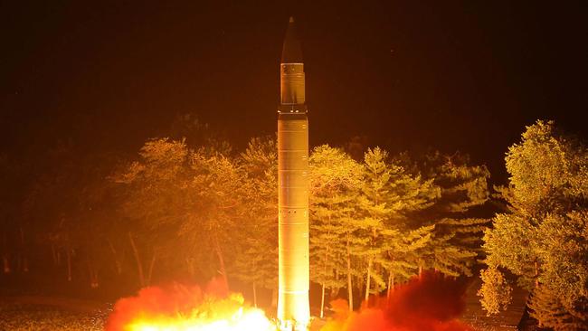 North Korea in July boasted of its ability to strike any target in the US after a second ICBM test that weapons experts said could even bring New York into range. Picture: KCNA/AFP