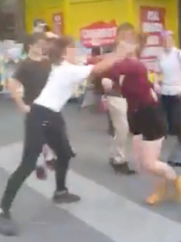 Two young girls fighting at Blacktown.