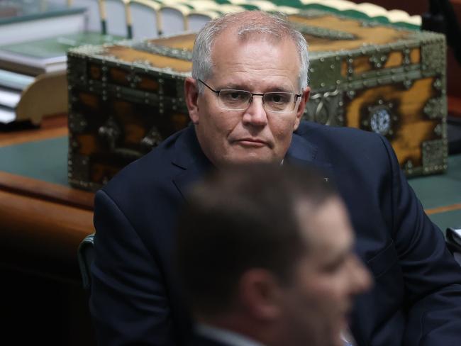 CANBERRA, AUSTRALIA NewsWire Photos FEBRUARY 14, 2022:Prime Minister Scott Morrison with Immigration Minister Alex Hawke during Question Time in the House of Representatives in Parliament House Canberra.Picture: NCA NewsWire / Gary RamagePicture: NCA NewsWire / Gary Ramage