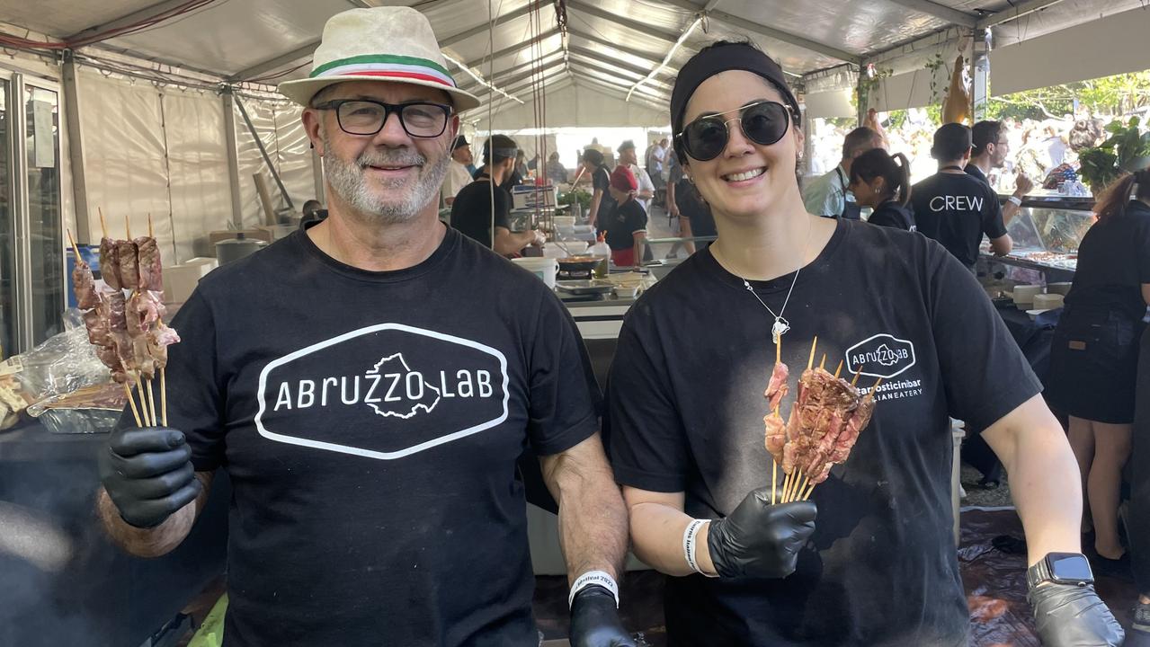 Roberto Di Pietro and Michelle Di Pietro from Abruzzo Lab at the La Festa - Food and Wine day as part of Cairns Italian Festival at Fogarty Park. Picture: Andreas Nicola