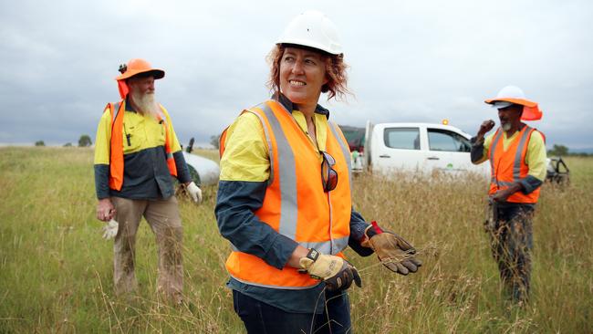 Green Australia ecologists David Warren, Samantha Craigie and Robert Millgate are harvesting a rare seeds to protect the species. Picture: Sam Ruttyn