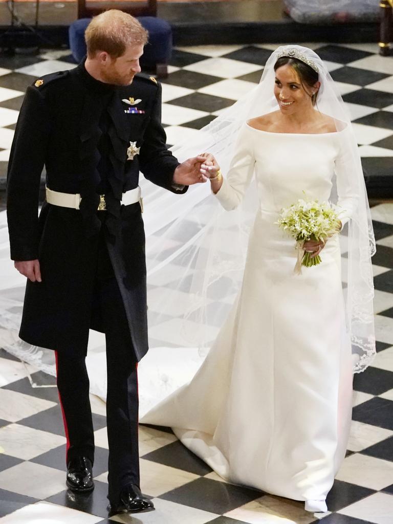 Prince Harry is said to have said ‘what Meghan wants, Meghan gets’ when her first request for a tiara was turned down as it had been promised to Eugenie. Picture: Owen Humphries/WPA Pool/Getty Images.