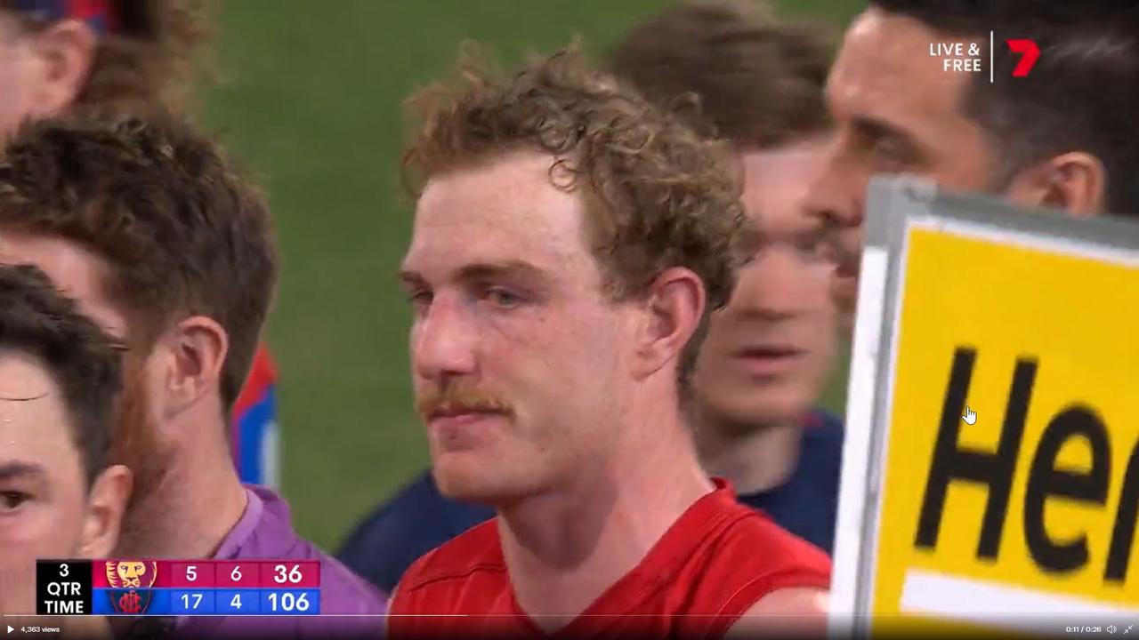 Harrison Petty at three-quarter time. Picture: Channel 7