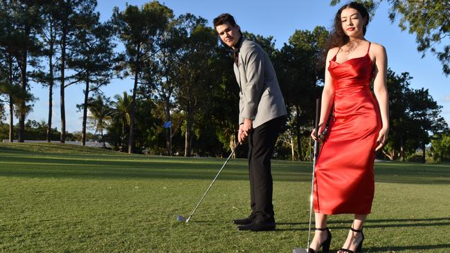 Kyrin Allinson and Shaylee Macrae at the Pioneer State High School formal at the Mackay Golf Course on Friday November 20. Picture: Zizi Averill