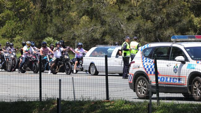 The funeral cortege included a motorcycle escort. Picture Glenn Hampson