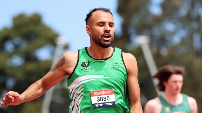 Christian Davis running for Corio Athletics Picture: Neal Conder