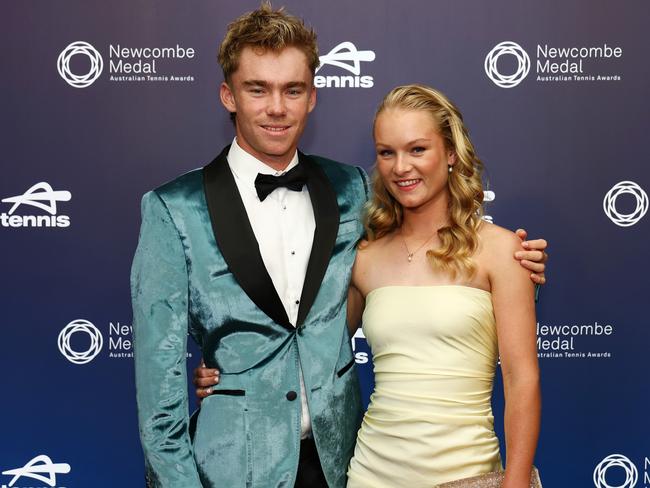 Rising siblings Hayden and Emerson Jones at the 2024 Newcombe Medal. Picture: Graham Denholm/Getty Images for Tennis Australia.