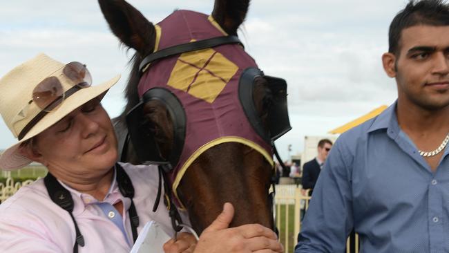 Trainer Desleigh Forster with Cylinder Beach. Picture: Grant Peters, Trackside Photography