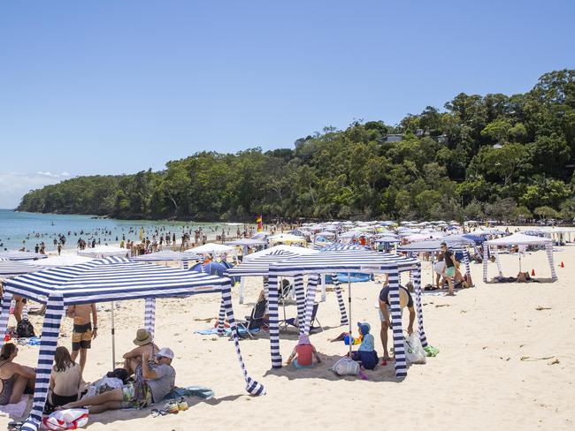 Noosa Main Beach during holidays. Picture Lachie Millard