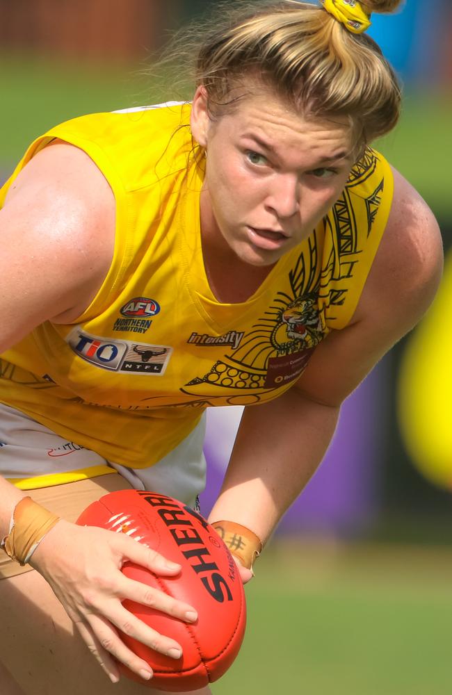 Hannah Turnbull was headbutted by Naomi Celebre during a Women’s Premier League match. Picture: Glenn Campbell