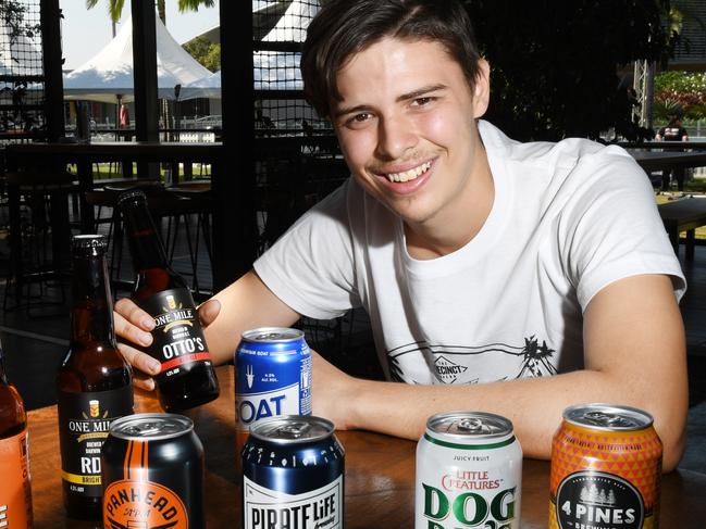 The Precinct is holding a craft beer festival this weekend duty manager Brad Owen with some of the craft beer that will be available. Picture: KATRINA BRIDGEFORD