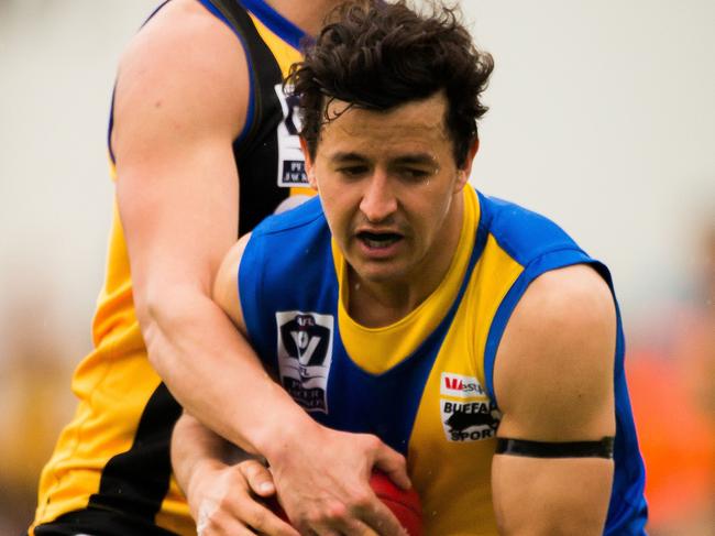 Kirby McConnon playing for Williamstown in the VFL.