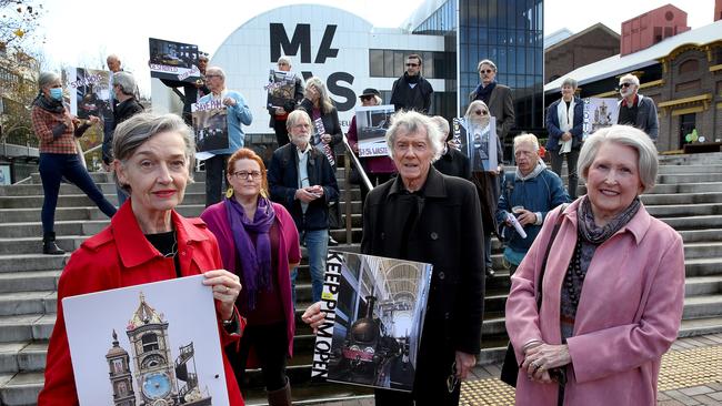 People gather at the Powerhouse Museum in Ultimo to protest. Picture: Toby Zerna