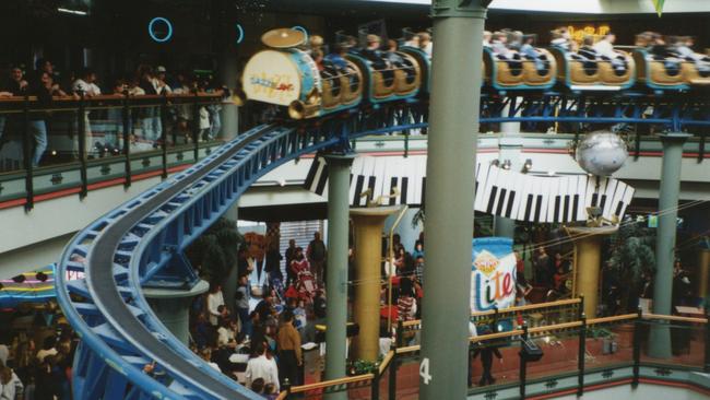 The Dazzeland rollercoaster at Adelaide’s Myer Centre in its heyday. Picture: News Corp Australia 