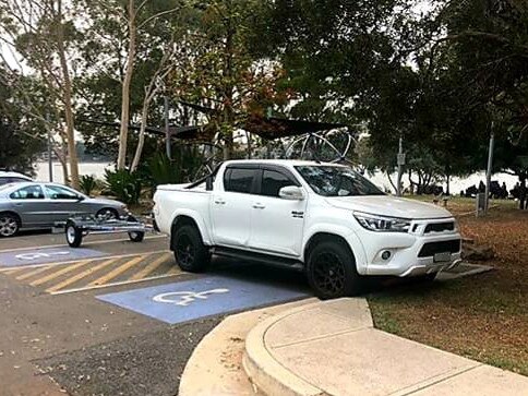 The driver was caught parking across not one, but two disabled parking bays. Picture: Noddy Pauline/Downrigger Shop