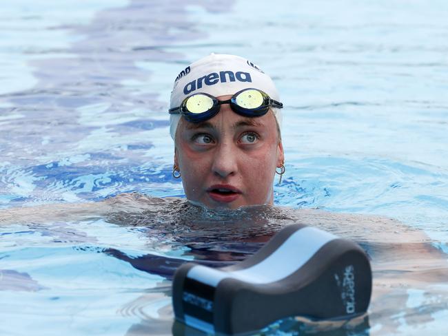 Swimmers gathered for training at the Dolphins emerging swimmers camp in Southport. Tameeka Johnson from NSW. Picture: Tertius Pickard