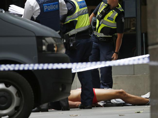 The man was seen stripped to his underwear. Picture: David Caird