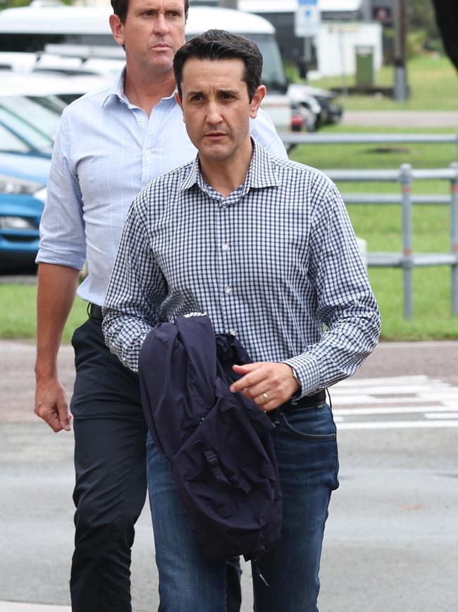 Premier David Crisafulli arrives at the Townsville Disaster Management Centre as residents endure another day of heavy rain and threats of catastrophic flooding. Picture: Adam Head