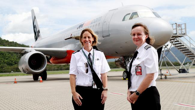 Jetstar pilots first officer Karen Essery and Captain Fiona Overton. Picture: Stewart McLean