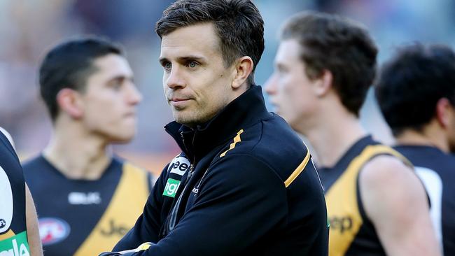 There is a question mark over Brett Deledio’s season. Picture: Wayne Ludbey