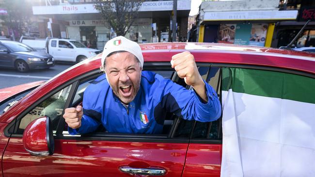 Damiano Nicolaci in his bright red fiat.