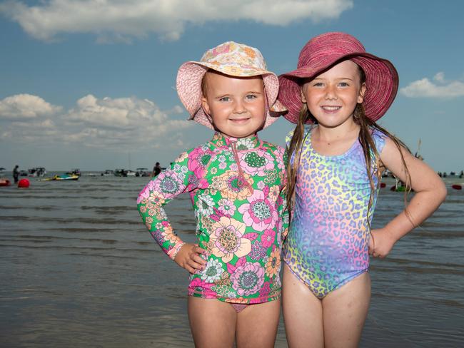 Leni Lucas and Matilda Thomas at the Darwin Beer Can Regatta at Mindil Beach, 2024. Picture: Pema Tamang Pakhrin