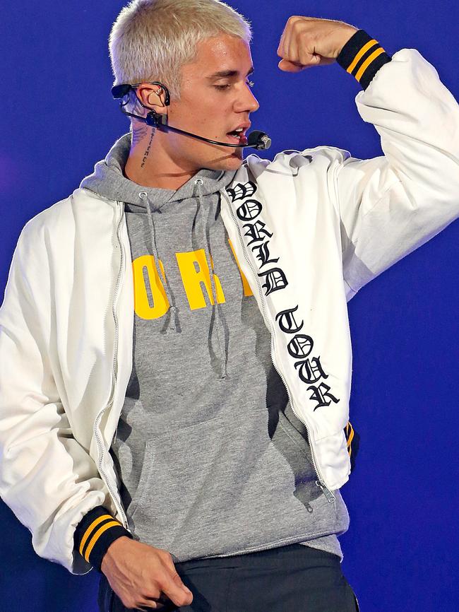 Justin Bieber in concert at Etihad Stadium. Picture: Tim Carrafa