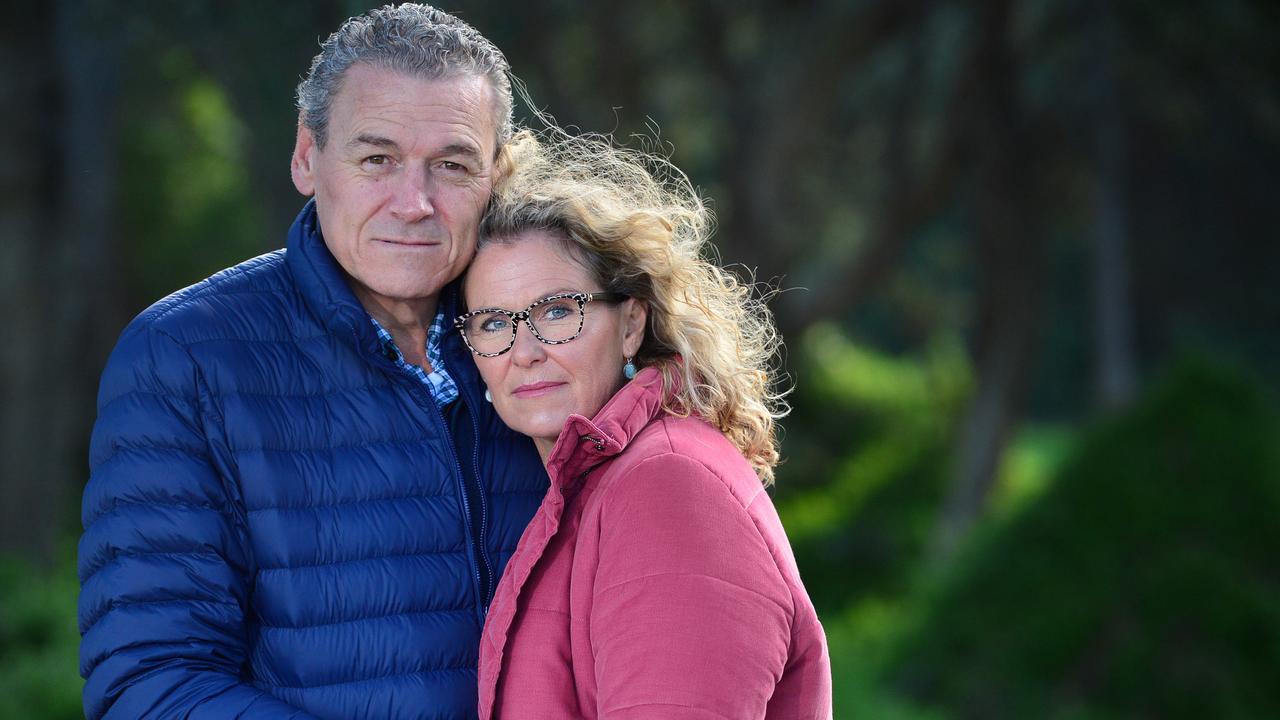 Ex-Hawthorn player Paul Dear with wife Cherie. Picture: Nicki Connolly